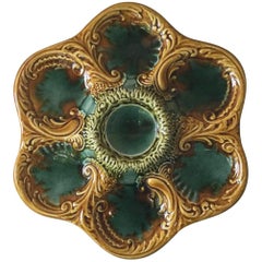 French Majolica Oyster Plate, circa 1900