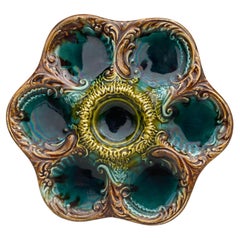 French Majolica Oyster Plate, circa 1900