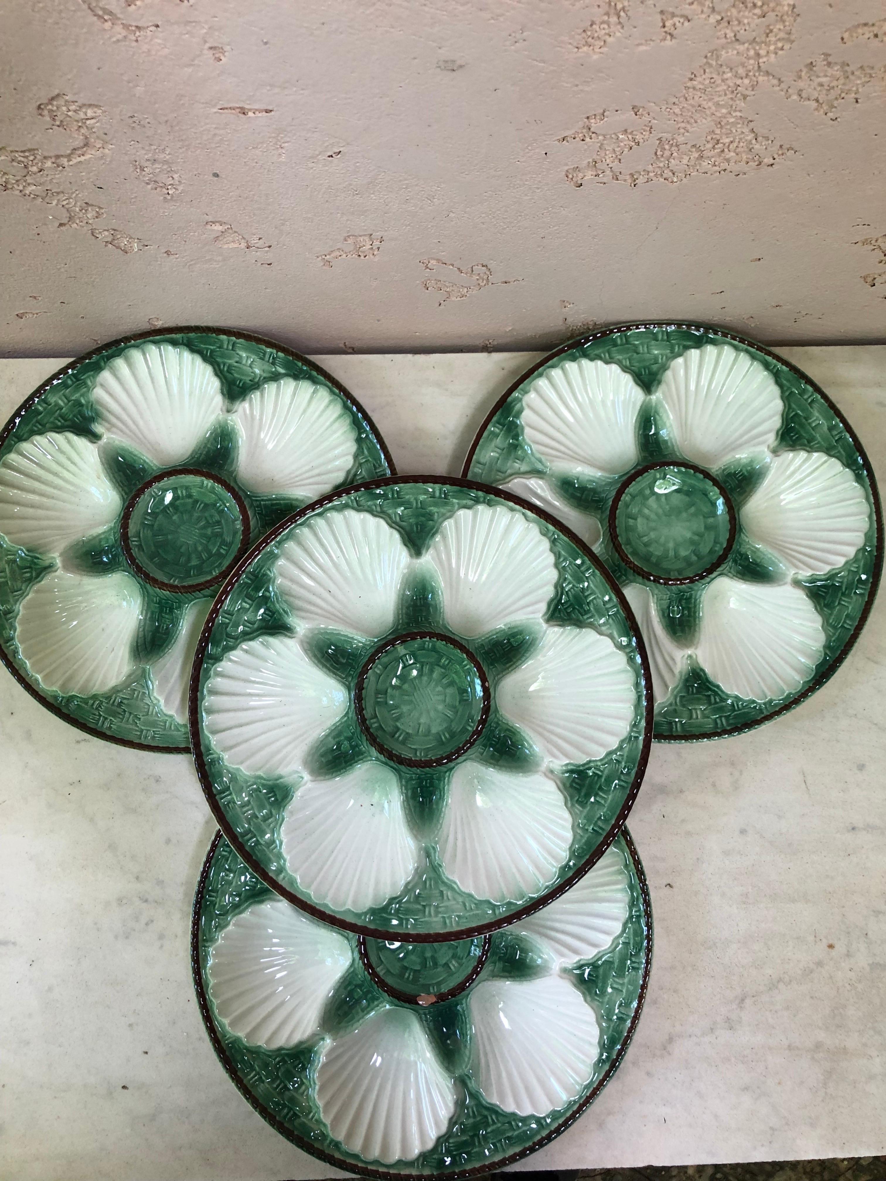 French Majolica Oyster Plate Circa 1930 In Good Condition In Austin, TX