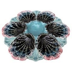 French Majolica Oyster Plate Fives Lille, circa 1890