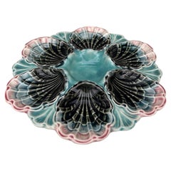 Französischer Majolika-Austernteller mit fünf Teilen aus Lille, um 1890