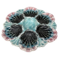 Französischer Majolika-Austernteller mit fünf Teilen aus Lille, um 1890