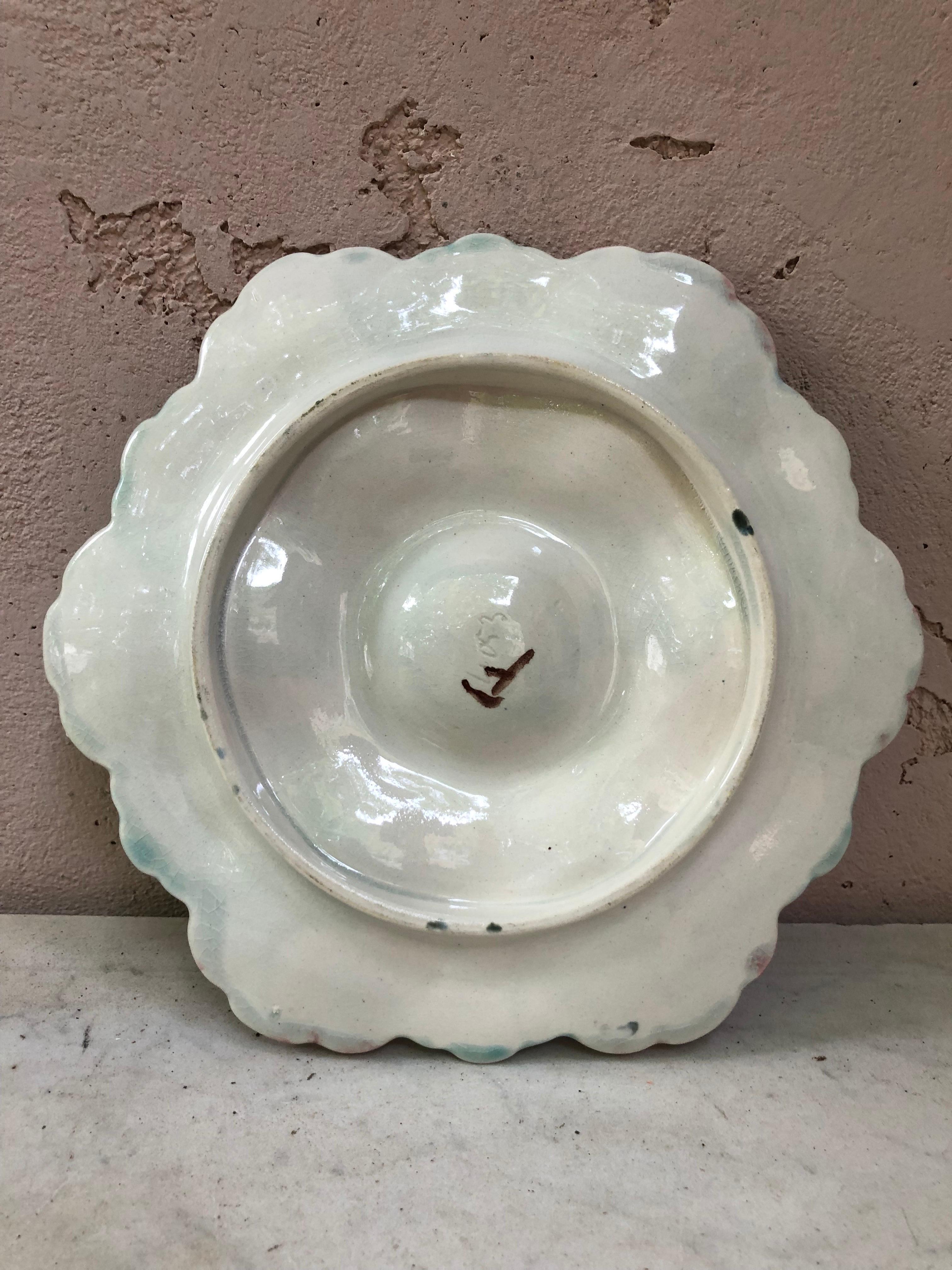 French Majolica Oyster Plate Fives Lille, circa 1890 In Good Condition In Austin, TX