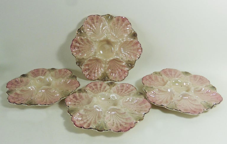French Majolica Oyster Plate Fives Lille, circa 1890 2