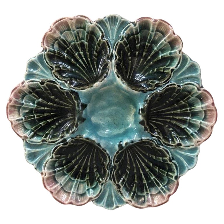 French Majolica Oyster Plate Fives Lille, circa 1890