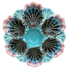 French Majolica Oyster Plate Fives Lille, circa 1890