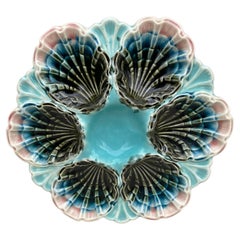 Antique French Majolica Oyster Plate Fives Lille, circa 1890