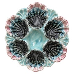 Assiette à huîtres en majolique française Fives Lille, datant d
environ 1890