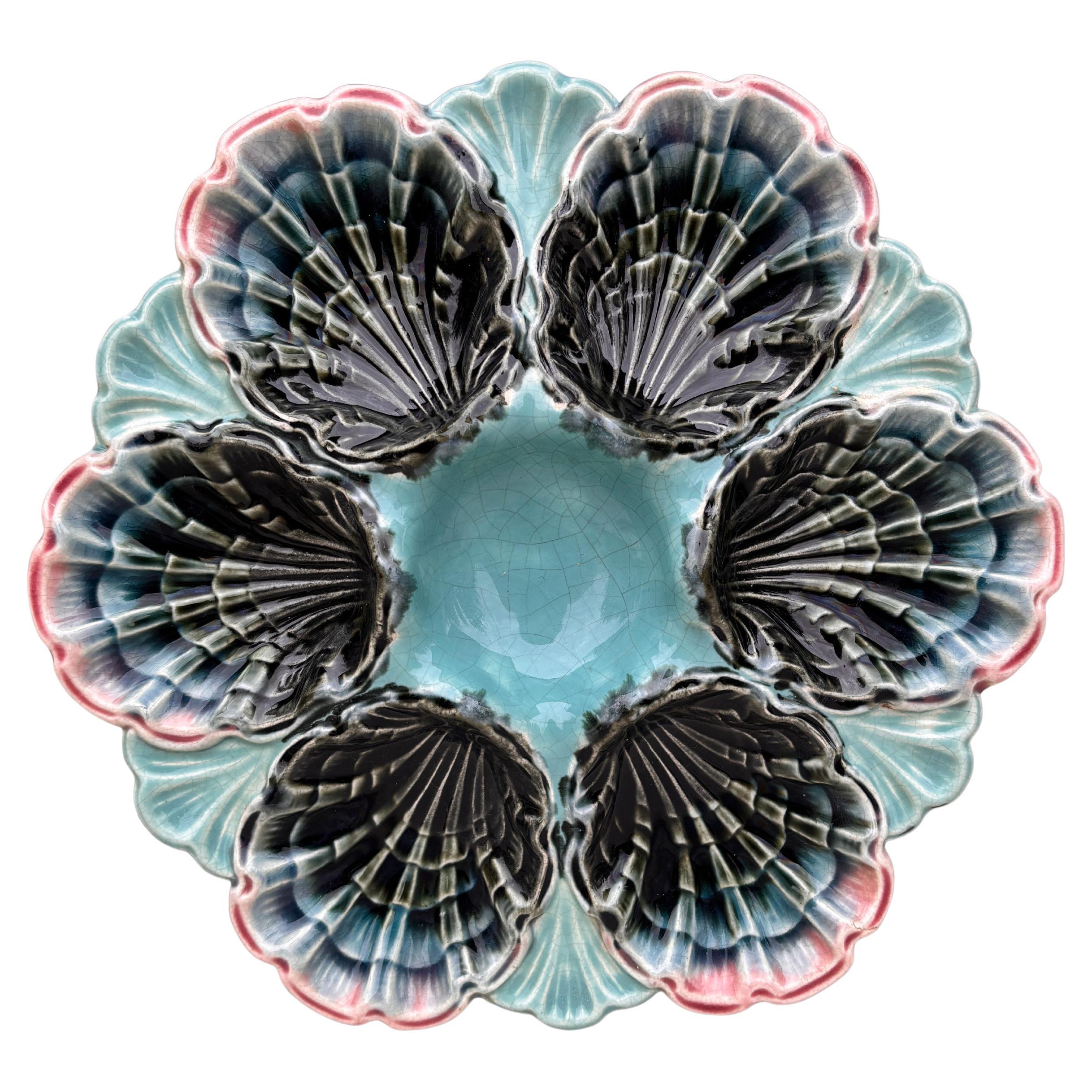 French Majolica Oyster Plate Fives Lille, circa 1890
