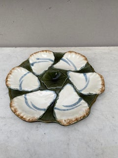 French, Majolica Oyster Plate Longchamp, circa 1900
