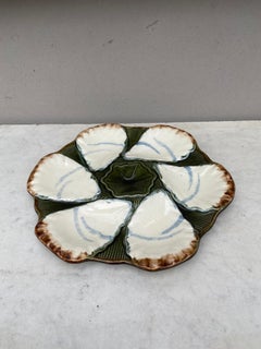 French Majolica Oyster Plate Longchamp, circa 1900