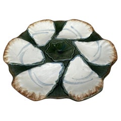French Majolica Oyster Plate Longchamp, circa 1900