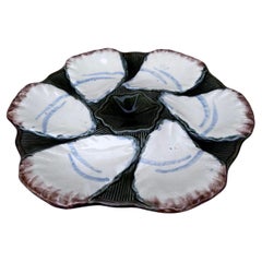 French Majolica Oyster Plate Longchamp, circa 1900