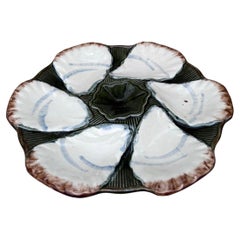French Majolica Oyster Plate Longchamp, circa 1900