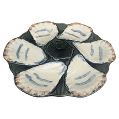 French Majolica Oyster Plate Longchamp, circa 1900