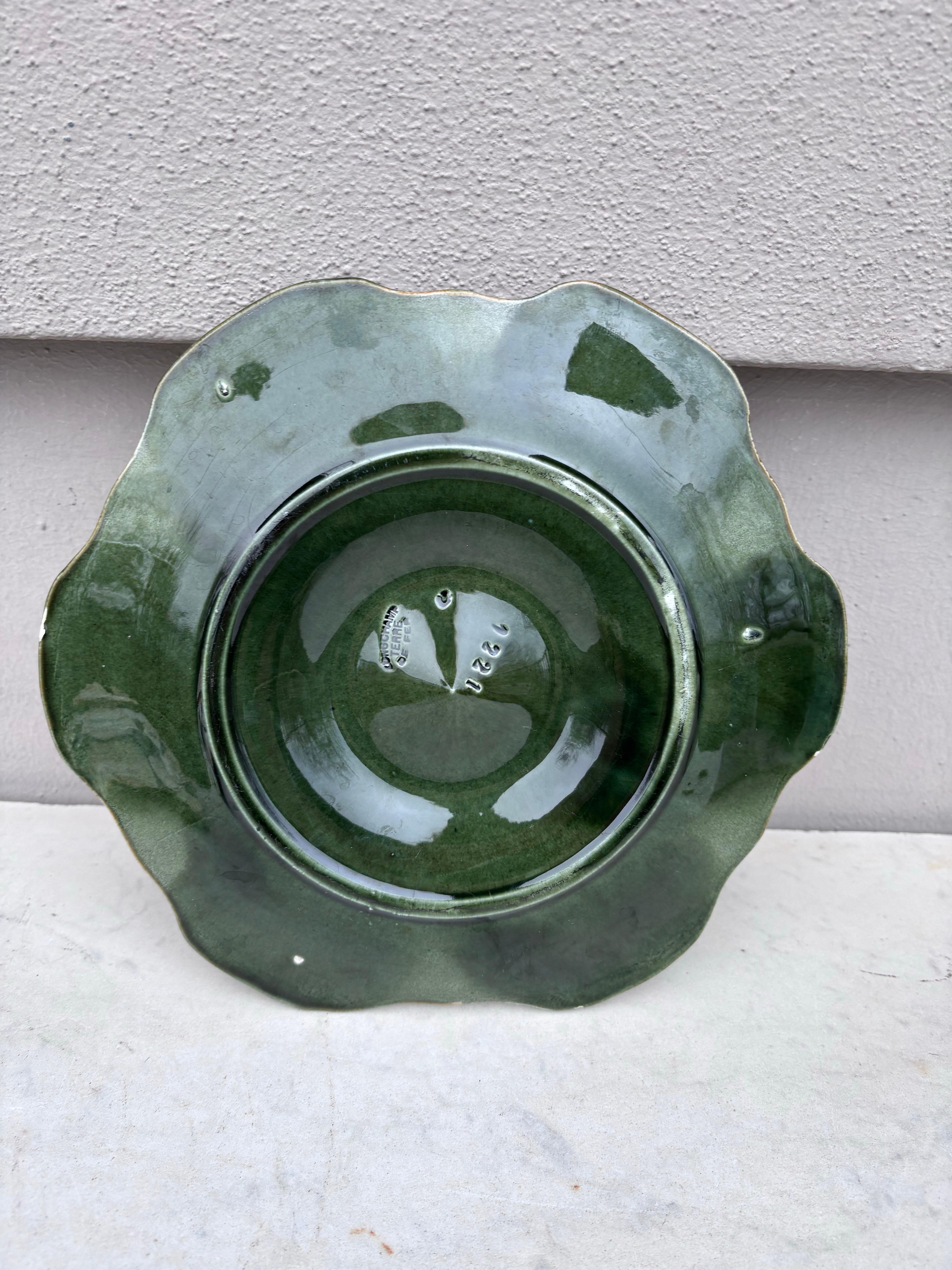 French Majolica Oyster Plate Longchamp, circa 1900 In Good Condition In Austin, TX