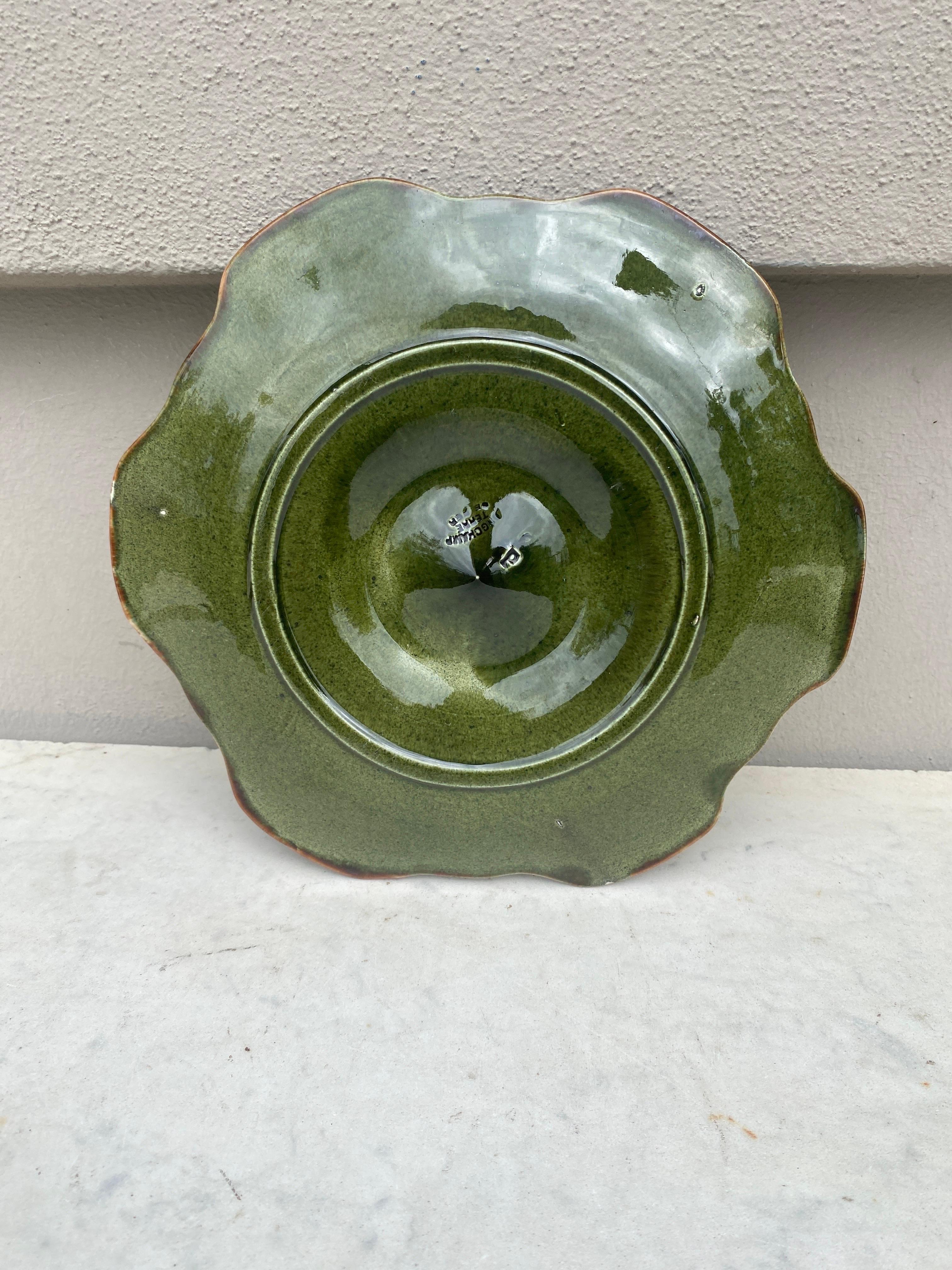 French Majolica Oyster Plate Longchamp, circa 1900 In Good Condition For Sale In Austin, TX