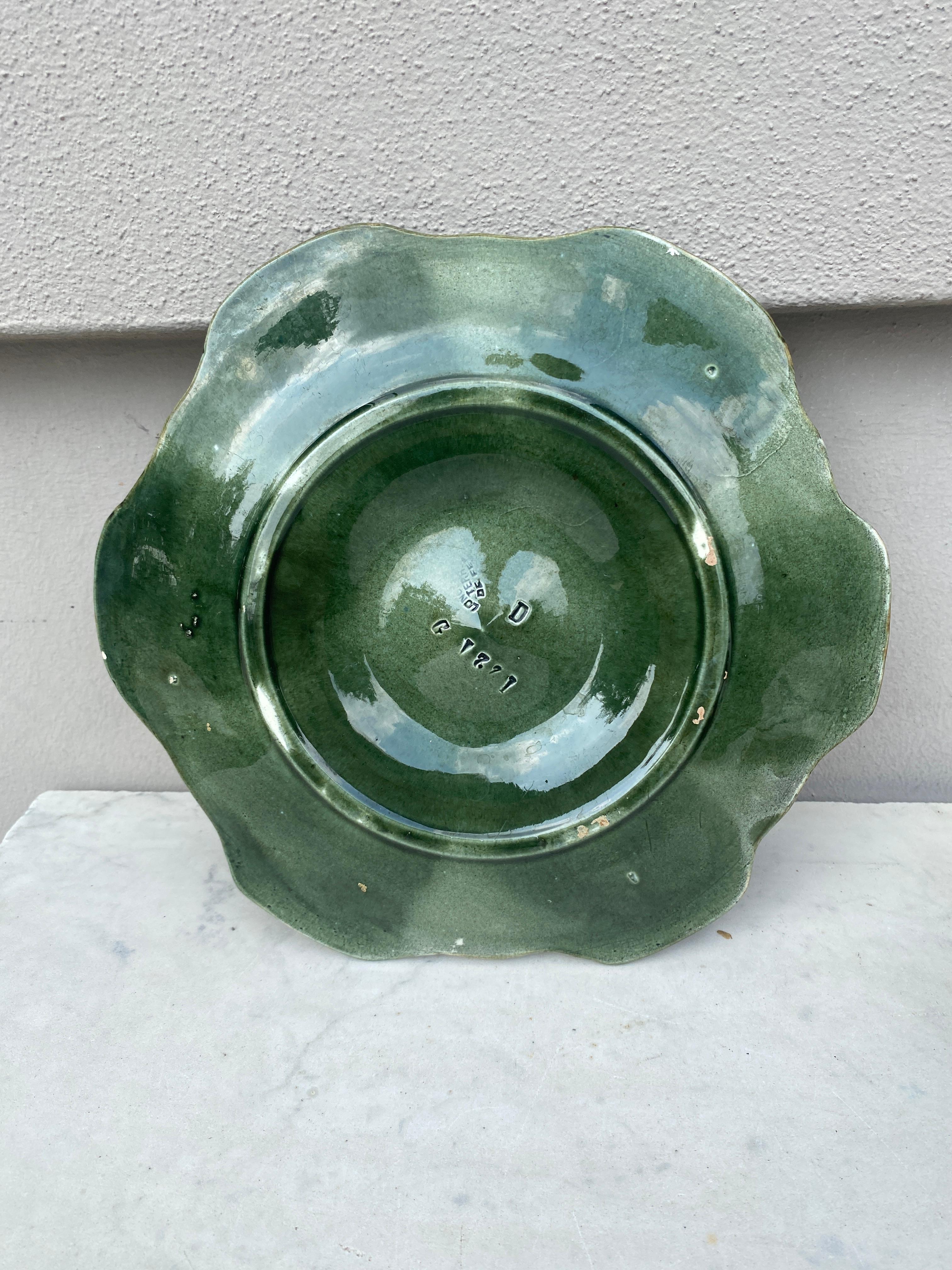 French Majolica Oyster Plate Longchamp, circa 1900 In Good Condition In Austin, TX