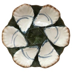 French Majolica Oyster Plate Longchamp, circa 1900