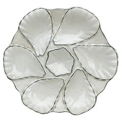 French Majolica Oyster Plate Longchamp, circa 1900