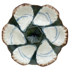 Used French Majolica Oyster Plate Longchamp, circa 1900