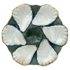 Antique French Majolica Oyster Plate Longchamp, circa 1900