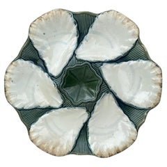 French Majolica Oyster Plate Longchamp, circa 1900