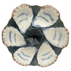 French Majolica Oyster Plate Longchamp, circa 1900