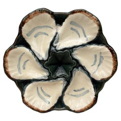 French Majolica Oyster Plate Longchamp, circa 1900