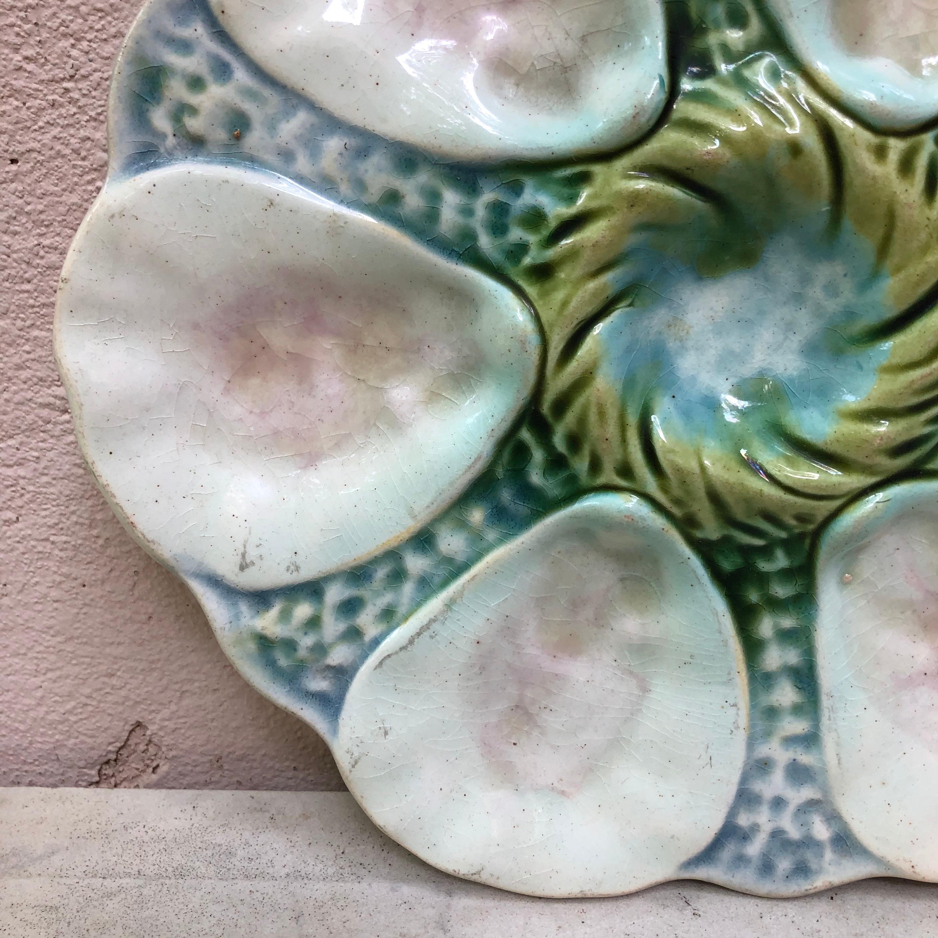 French Provincial French Majolica Oyster Plate Orchies, circa 1900