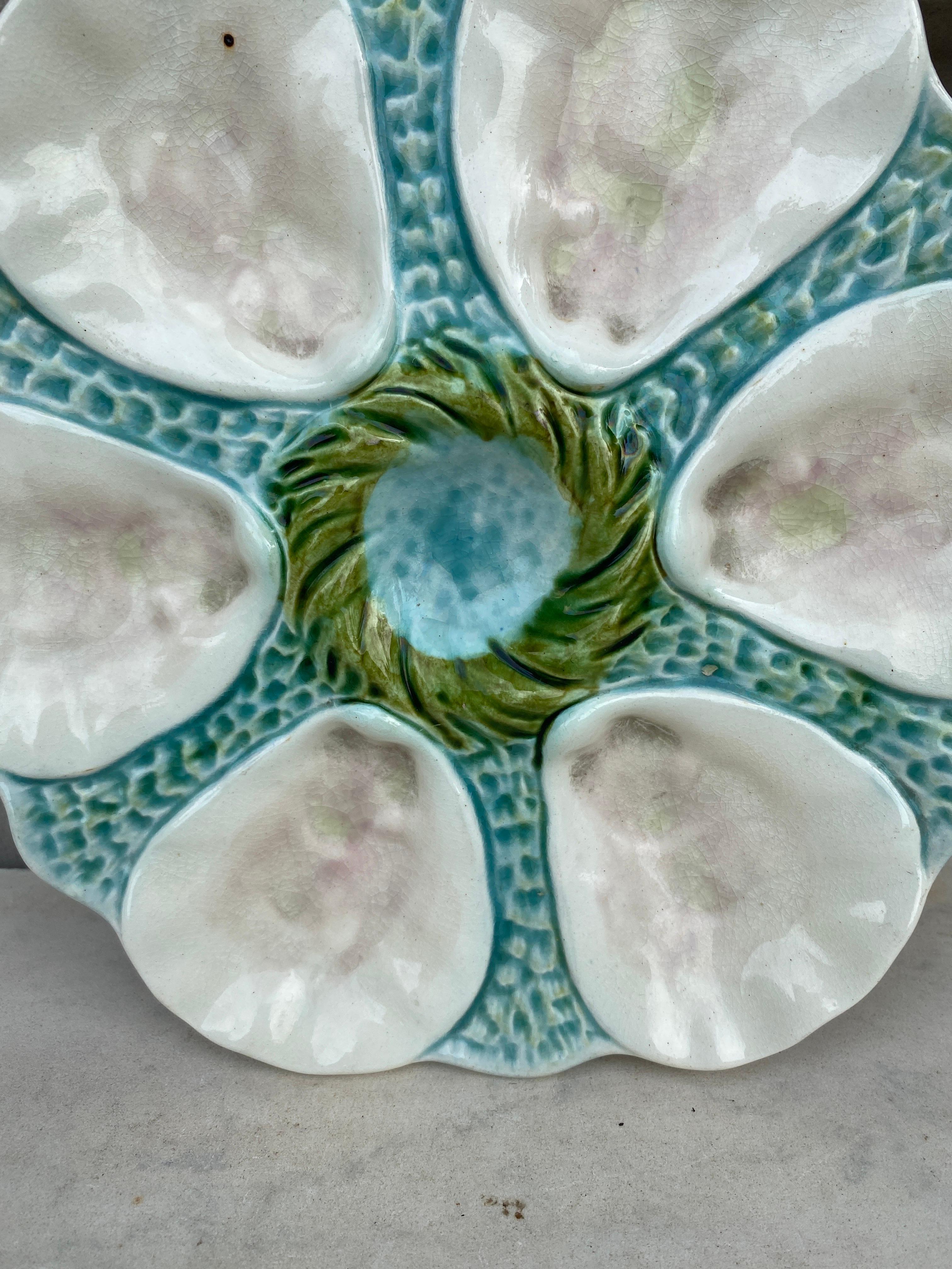 French Provincial French Majolica Oyster Plate Orchies, circa 1900