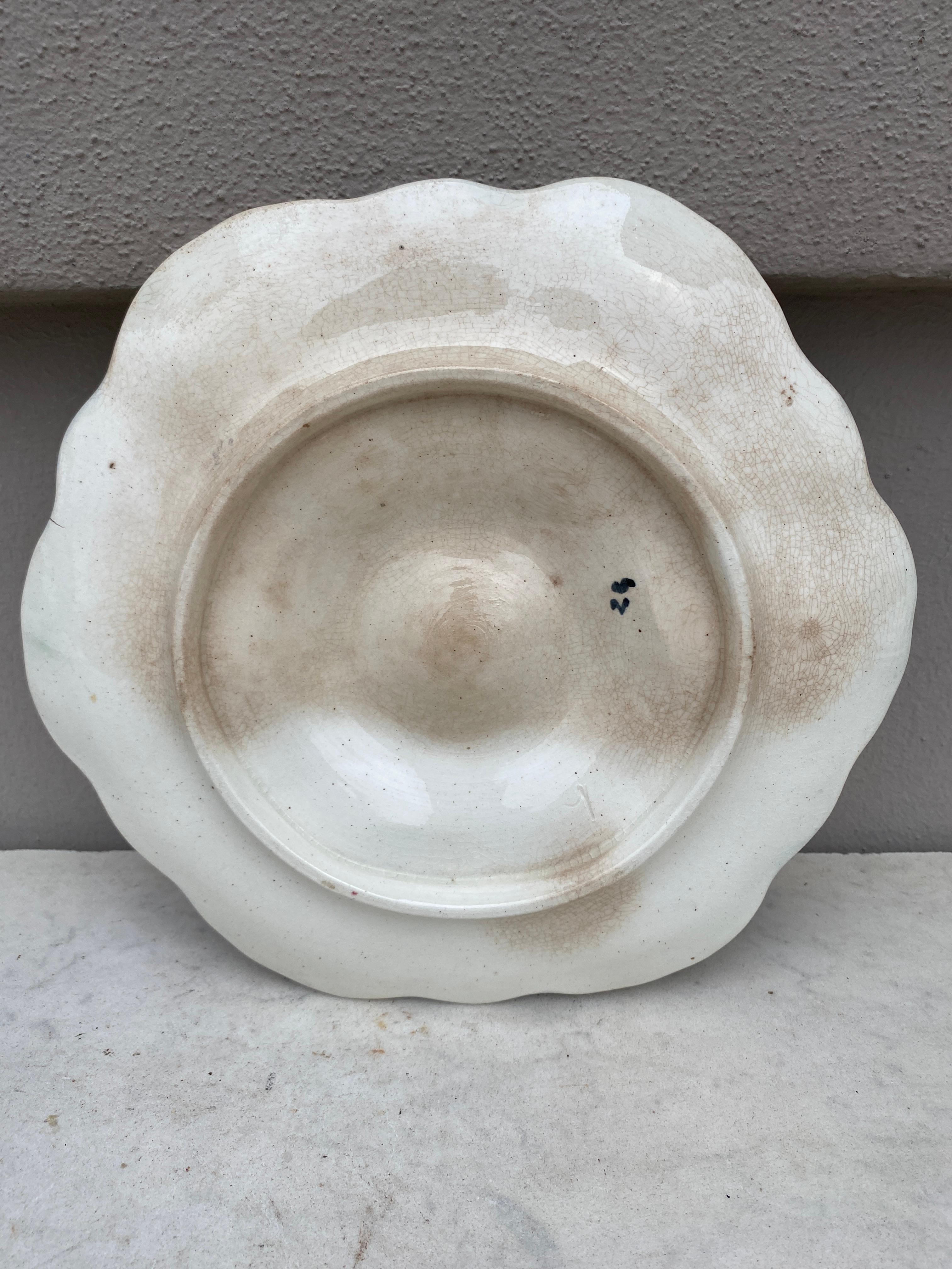 Francés, Plato de Ostra de Mayólica Orchies, Circa 1900 en Bueno Estado en Austin, TX