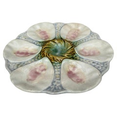 Assiette à huîtres en majolique française Orchies, datant d'environ 1900