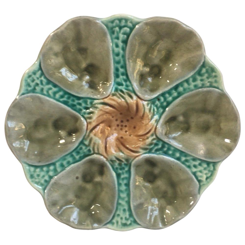 French Majolica Oyster Plate Orchies, circa 1900