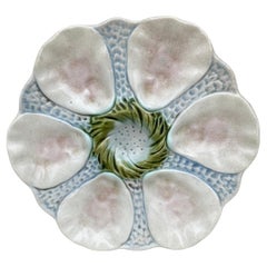 Antique French Majolica Oyster Plate Orchies, Circa 1900