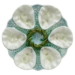 Piatto per ostriche in maiolica francese Orchies, 1900 circa