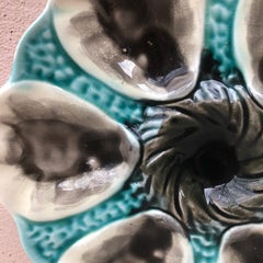 Piatto per ostriche in maiolica francese Orchies, 1910 circa