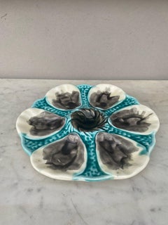 French Majolica Oyster Plate Orchies, circa 1910