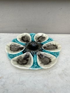 French Majolica Oyster Plate Orchies, circa 1910