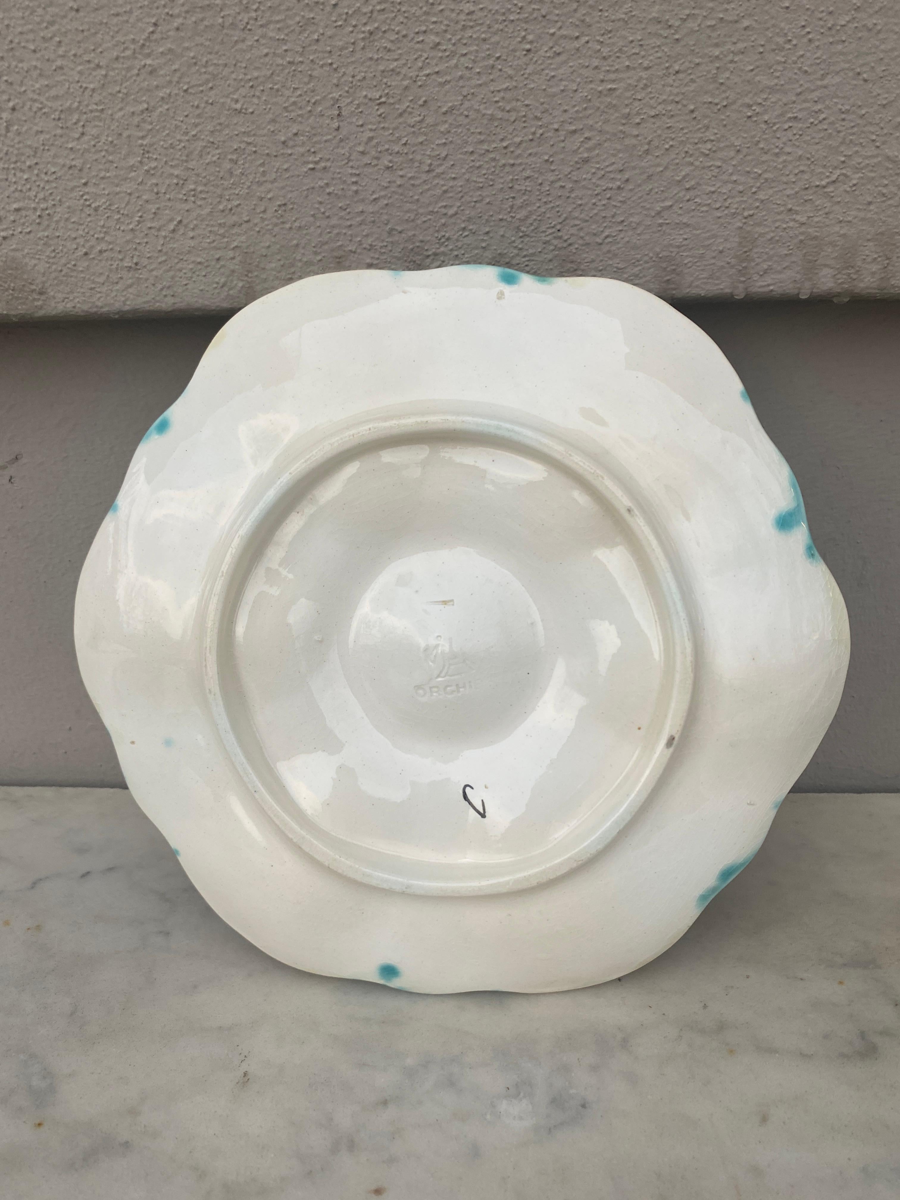 French Provincial French Majolica Oyster Plate Orchies, circa 1910 For Sale