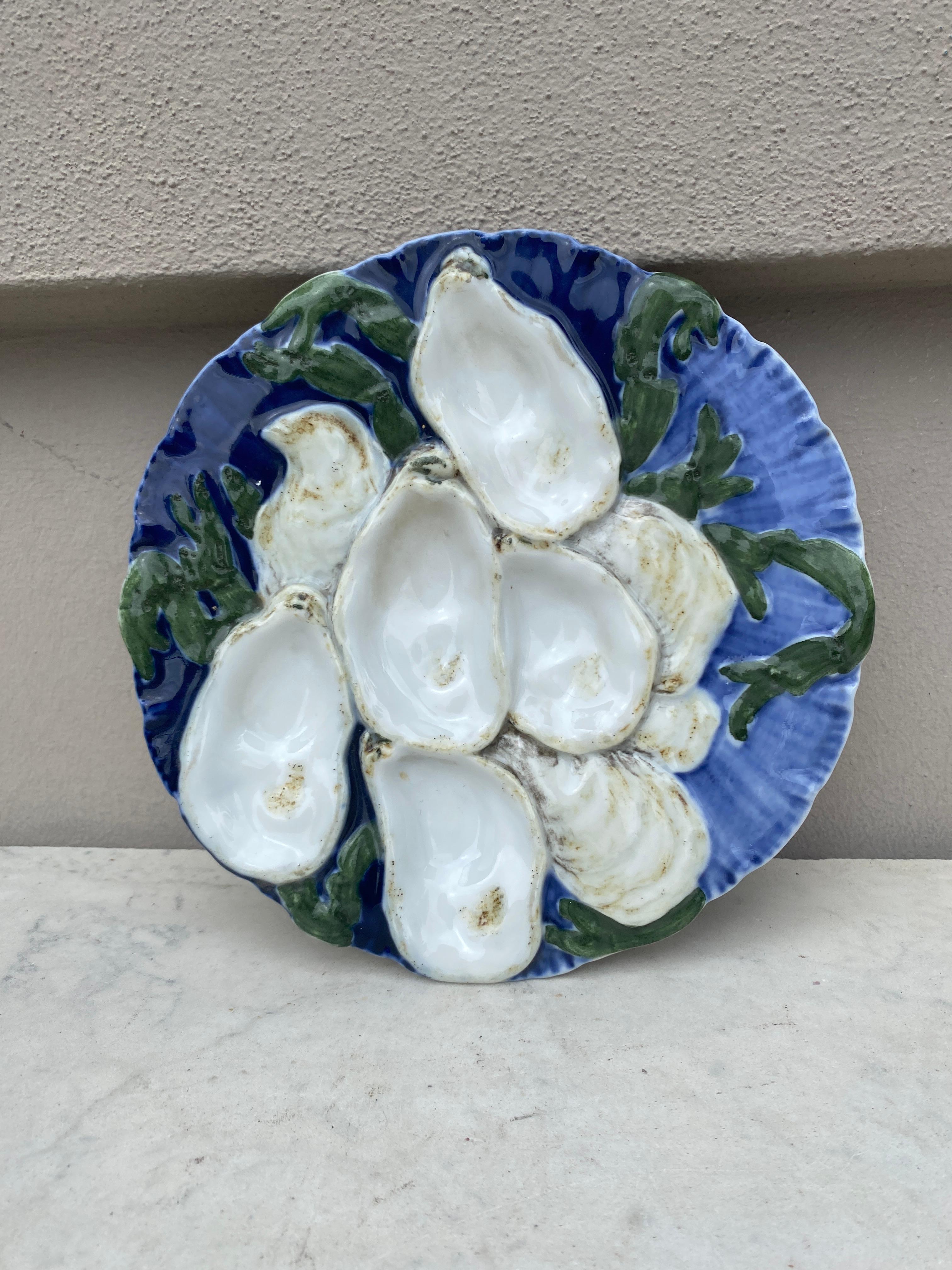 Ceramic French Majolica Oyster Plate Orchies, circa 1910 For Sale