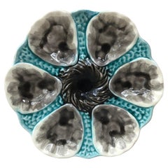French Majolica Oyster Plate Orchies, circa 1910