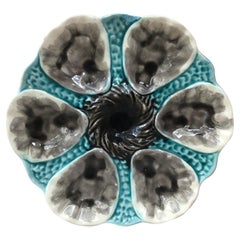 French Majolica Oyster Plate Orchies, circa 1910
