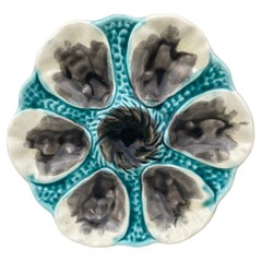 French Majolica Oyster Plate Orchies, circa 1910