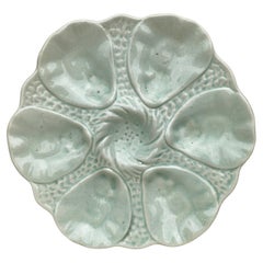 French Majolica Celadon Oyster Plate Orchies, circa 1910