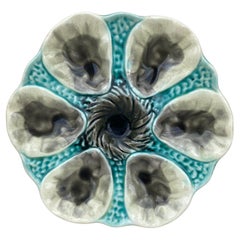 Piatto per ostriche in maiolica francese Orchies, 1910 circa