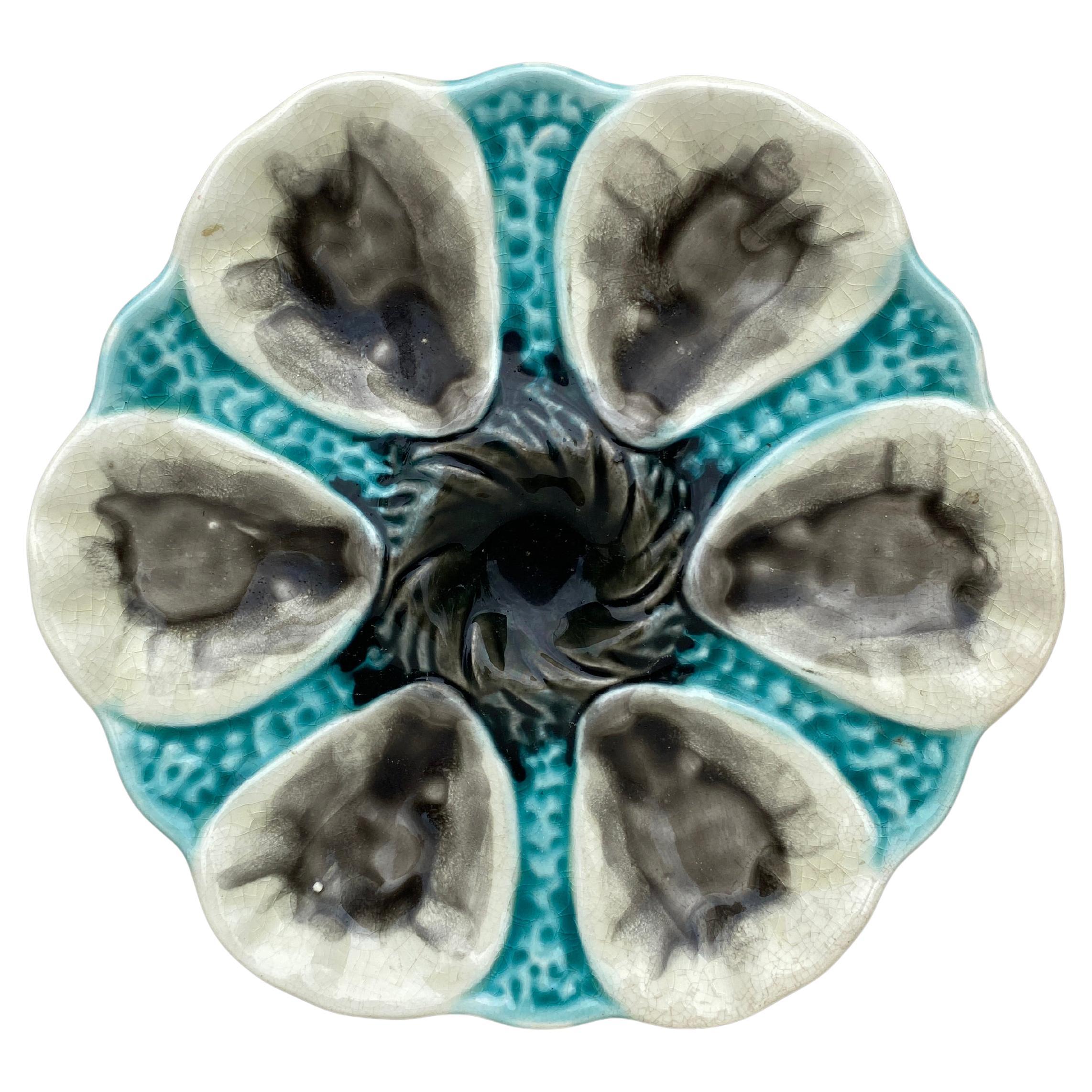 French Majolica Oyster Plate Orchies, circa 1910
