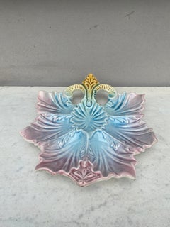 French Majolica Oyster Plate Russian Imperial Eagle, circa 1890