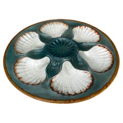 French Majolica Oyster Plate Saint Clement, circa 1890