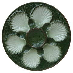French Majolica Oyster Plate Saint Clement, circa 1890